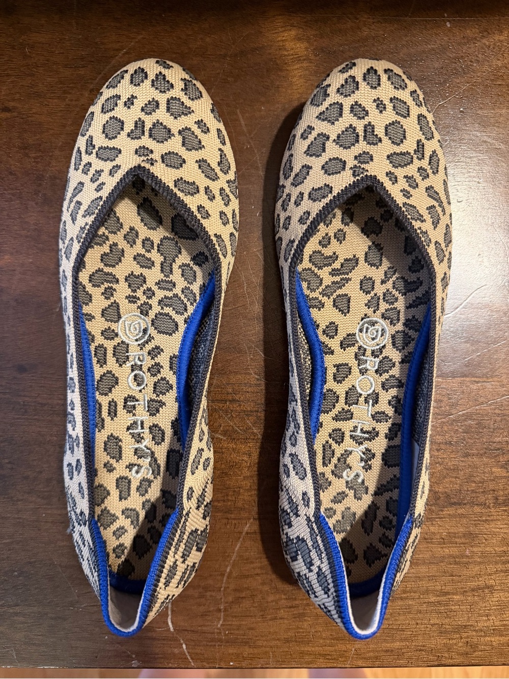 Rothy's Leopard Knit Ballet Flats in Tan and Black
